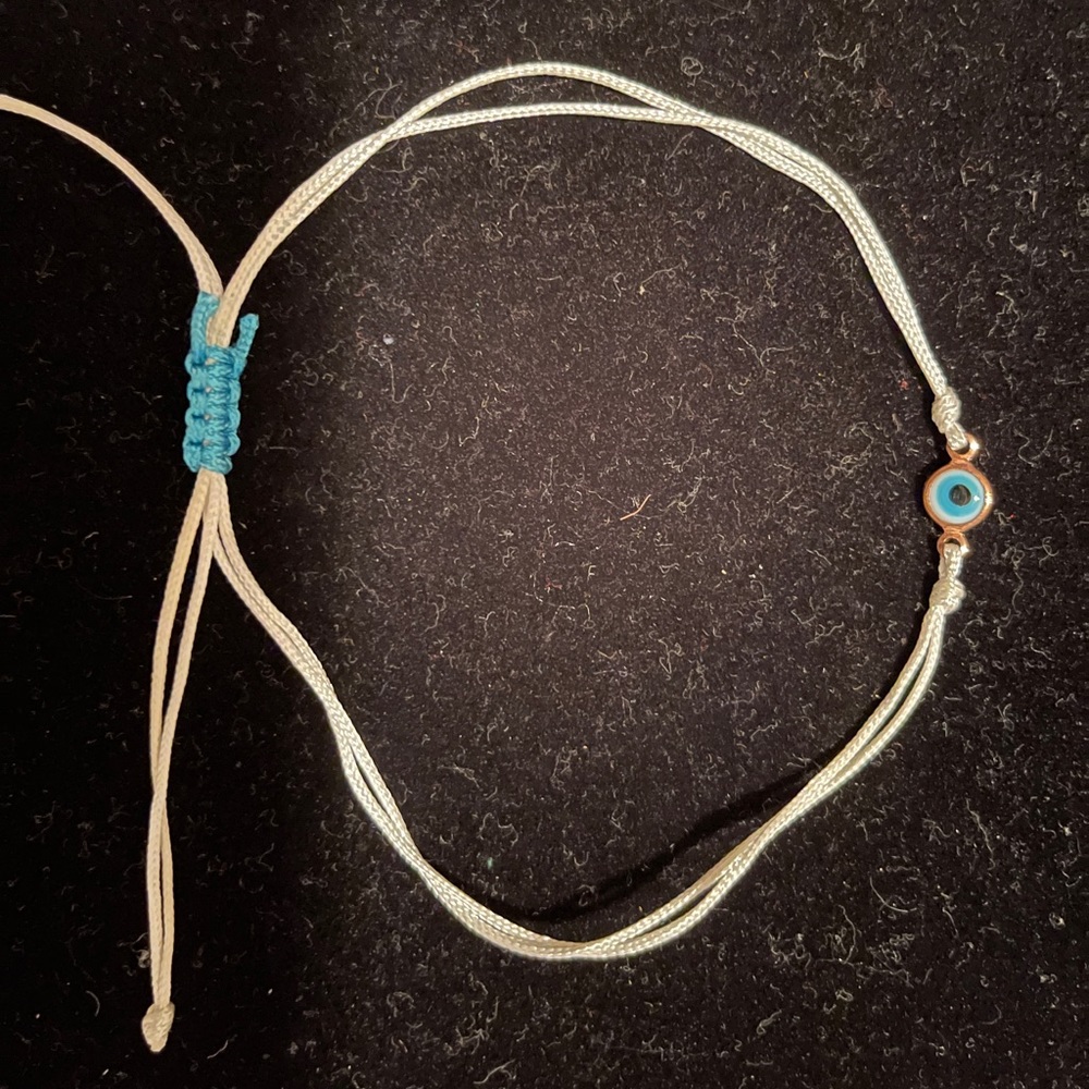 Evil eye third eye rope bracelet white blue